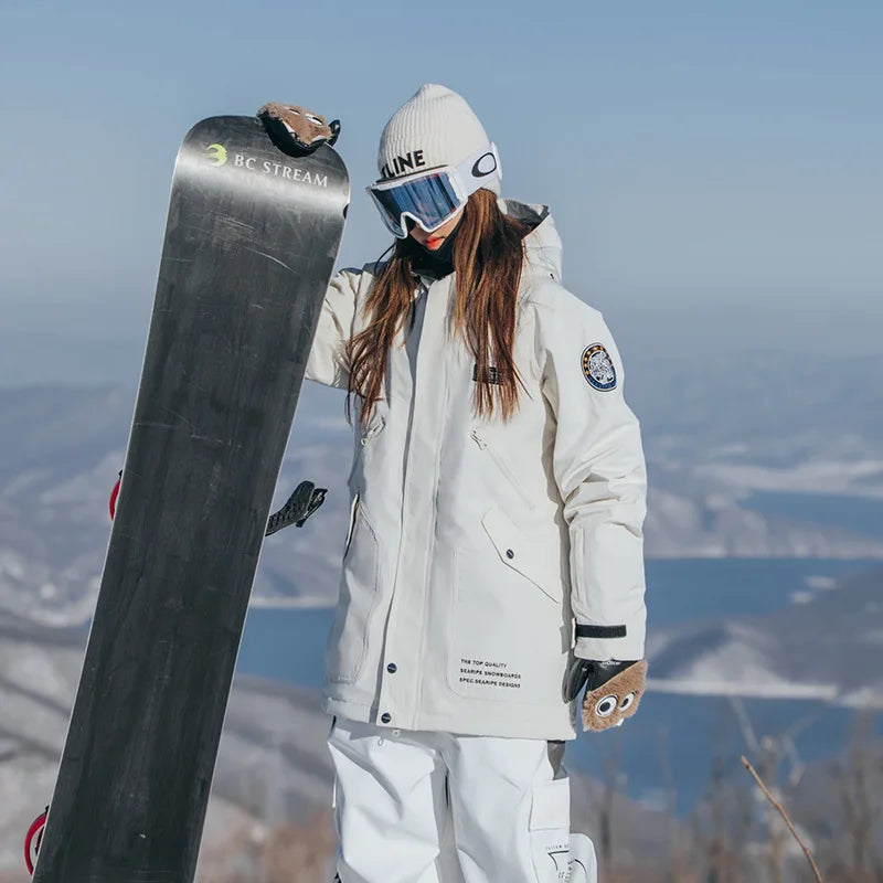 Women's Waterproof White Ski Jacket